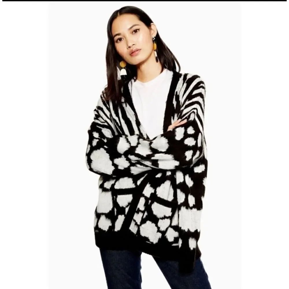 Topshop Zebra Leopard Mix Print Cardigan size 4 - 6